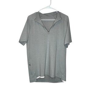 Lululemon Gray Short Sleeve Quarter-Zip Reflective Athletic Shirt  size 10